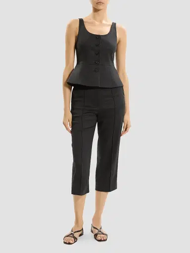 Theory Women's Peplum Linen Vest - Black | Thumbnail 2 Theory Women's Peplum Linen Vest - Black | Thumbnail 2