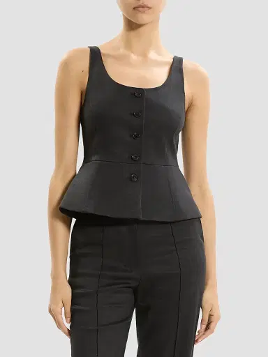 Theory Women's Peplum Linen Vest - Black | Thumbnail 4 Theory Women's Peplum Linen Vest - Black | Thumbnail 4