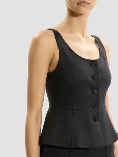 Theory Women's Peplum Linen Vest - Black | Thumbnail 5 Theory Women's Peplum Linen Vest - Black | Thumbnail 5