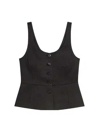 Theory Women's Peplum Linen Vest - Black | Thumbnail 1 Theory Women's Peplum Linen Vest - Black | Thumbnail 1