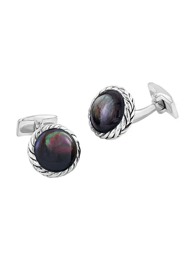 Men's COLLECTION 925 Sterling Silver & Mother Of Pearl Cufflinks - Silver Men's COLLECTION 925 Sterling Silver & Mother Of Pearl Cufflinks - Silver