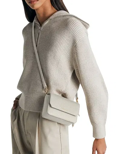 Maison de Sabre Women's Mini Leather Flap Bag - Foam White | Thumbnail 2 Maison de Sabre Women's Mini Leather Flap Bag - Foam White | Thumbnail 2