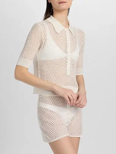 Kiki de Montparnasse Women's Silk Crochet Crop Top | Thumbnail 4 Kiki de Montparnasse Women's Silk Crochet Crop Top | Thumbnail 4