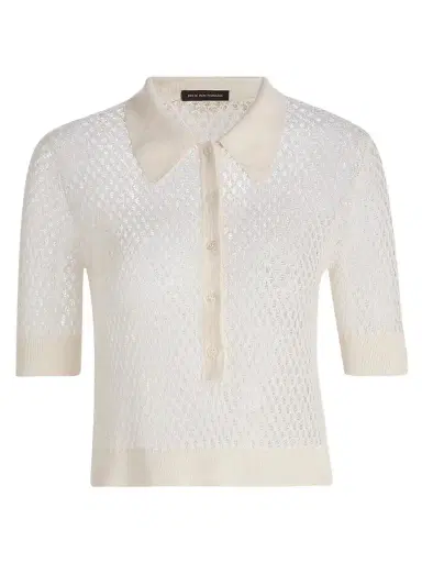Kiki de Montparnasse Women's Silk Crochet Crop Top | Thumbnail 1 Kiki de Montparnasse Women's Silk Crochet Crop Top | Thumbnail 1