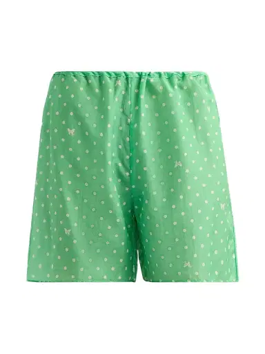Kiki de Montparnasse Women's High Summer Kiki Point Cotton-Silk Shorts - Pelouse And Ivory - Size Large | Thumbnail 1 Kiki de Montparnasse Women's High Summer Kiki Point Cotton-Silk Shorts - Pelouse And Ivory - Size Large | Thumbnail 1