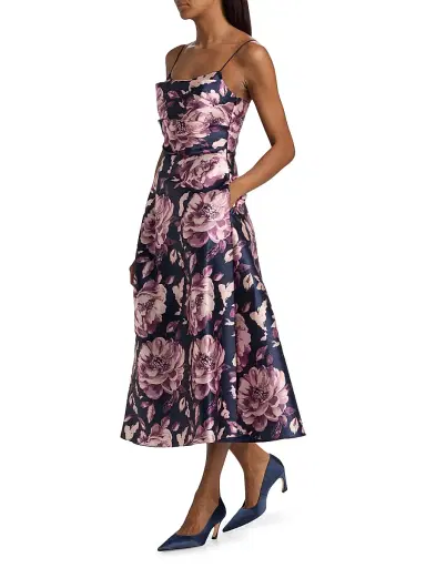 BLACK HALO Women's Cayetana Floral Satin Midi-Dress | Thumbnail 2 BLACK HALO Women's Cayetana Floral Satin Midi-Dress | Thumbnail 2