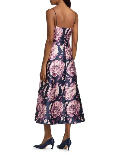 BLACK HALO Women's Cayetana Floral Satin Midi-Dress | Thumbnail 5 BLACK HALO Women's Cayetana Floral Satin Midi-Dress | Thumbnail 5