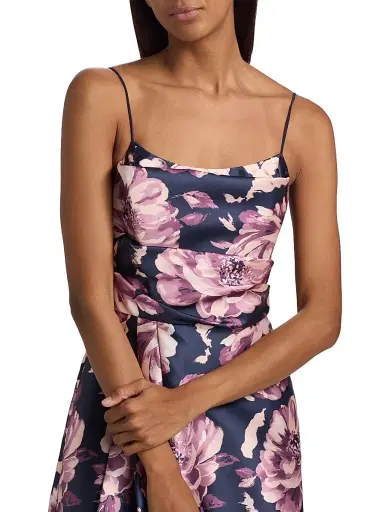 BLACK HALO Women's Cayetana Floral Satin Midi-Dress | Thumbnail 6 BLACK HALO Women's Cayetana Floral Satin Midi-Dress | Thumbnail 6