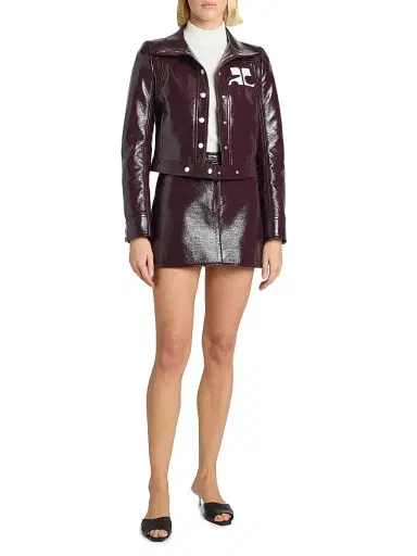 Courrèges Women's Reedition Cotton-Blend Vinyl A-Line Mini Skirt | Thumbnail 2 Courrèges Women's Reedition Cotton-Blend Vinyl A-Line Mini Skirt | Thumbnail 2