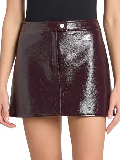 Courrèges Women's Reedition Cotton-Blend Vinyl A-Line Mini Skirt | Thumbnail 3 Courrèges Women's Reedition Cotton-Blend Vinyl A-Line Mini Skirt | Thumbnail 3