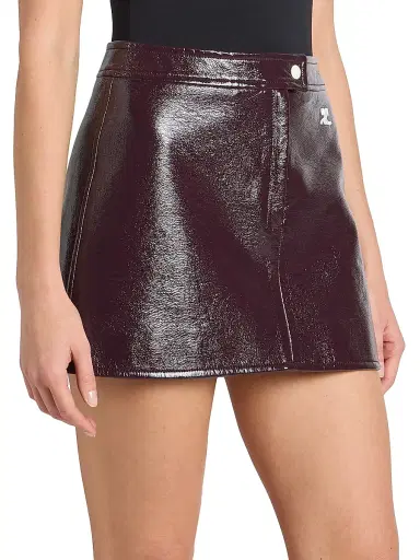Courrèges Women's Reedition Cotton-Blend Vinyl A-Line Mini Skirt | Thumbnail 4 Courrèges Women's Reedition Cotton-Blend Vinyl A-Line Mini Skirt | Thumbnail 4