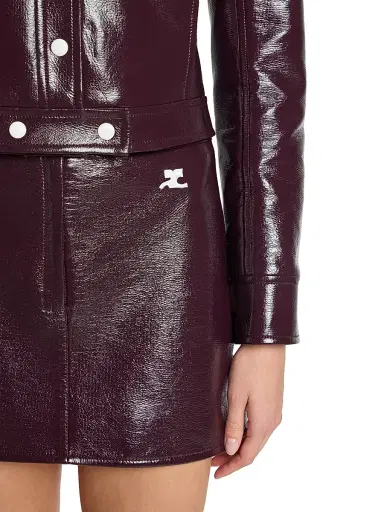Courrèges Women's Reedition Cotton-Blend Vinyl A-Line Mini Skirt | Thumbnail 6 Courrèges Women's Reedition Cotton-Blend Vinyl A-Line Mini Skirt | Thumbnail 6