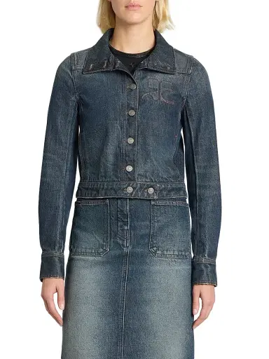 Courrèges Women's Reedition Vintage Denim Jacket - Vintage Medium Blue | Thumbnail 3 Courrèges Women's Reedition Vintage Denim Jacket - Vintage Medium Blue | Thumbnail 3