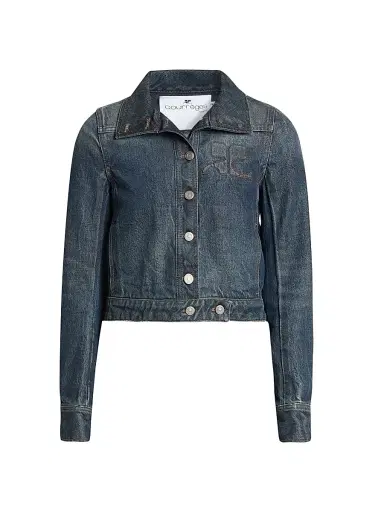 Courrèges Women's Reedition Vintage Denim Jacket - Vintage Medium Blue | Thumbnail 1 Courrèges Women's Reedition Vintage Denim Jacket - Vintage Medium Blue | Thumbnail 1