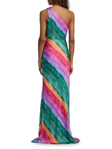 Saloni Women's Justine Striped One-Shoulder Maxi Dress | Thumbnail 5 Saloni Women's Justine Striped One-Shoulder Maxi Dress | Thumbnail 5