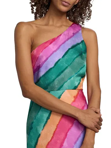 Saloni Women's Justine Striped One-Shoulder Maxi Dress | Thumbnail 6 Saloni Women's Justine Striped One-Shoulder Maxi Dress | Thumbnail 6