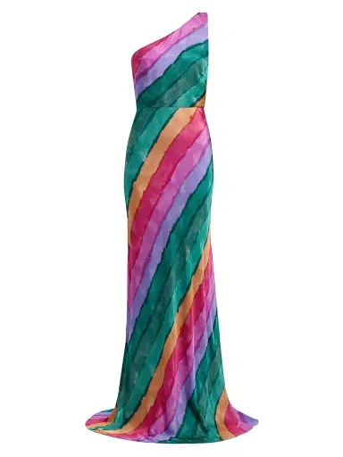 Saloni Women's Justine Striped One-Shoulder Maxi Dress | Thumbnail 1 Saloni Women's Justine Striped One-Shoulder Maxi Dress | Thumbnail 1