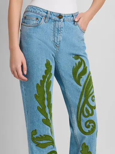 Etro Women's Embroidered Straight-Leg Jeans | Thumbnail 5 Etro Women's Embroidered Straight-Leg Jeans | Thumbnail 5