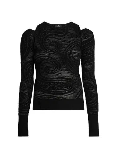 Etro Women's Paisley Cold-Shoulder Knit Top | Thumbnail 1 Etro Women's Paisley Cold-Shoulder Knit Top | Thumbnail 1