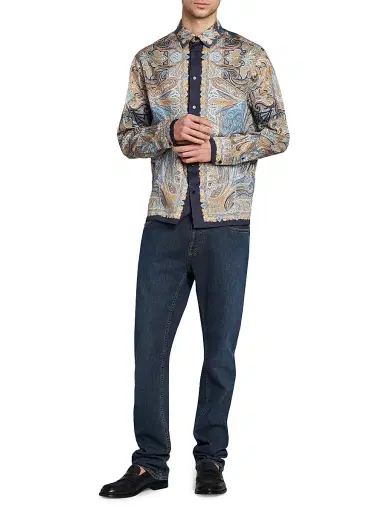 Etro Men's Paisley Button-Up Shirt - Printed Blue Base - Size XXL | Thumbnail 2 Etro Men's Paisley Button-Up Shirt - Printed Blue Base - Size XXL | Thumbnail 2