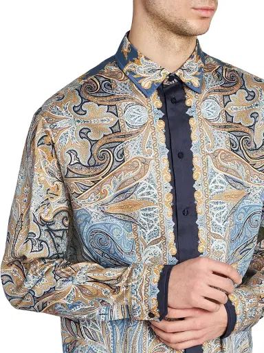 Etro Men's Paisley Button-Up Shirt - Printed Blue Base - Size XXL | Thumbnail 6 Etro Men's Paisley Button-Up Shirt - Printed Blue Base - Size XXL | Thumbnail 6