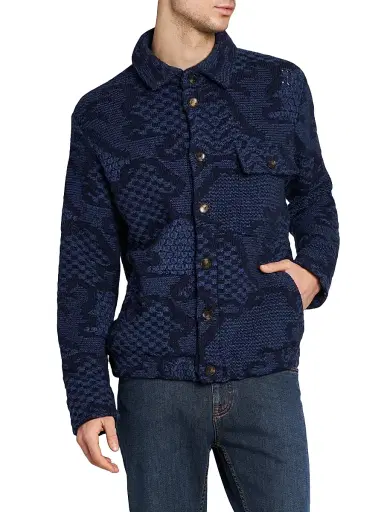 Etro Men's Roma Knitted Overshirt - Blue | Thumbnail 3 Etro Men's Roma Knitted Overshirt - Blue | Thumbnail 3