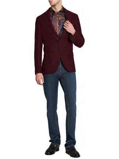 Etro Men's Roma Knitted Sport Coat - Bordeaux | Thumbnail 2 Etro Men's Roma Knitted Sport Coat - Bordeaux | Thumbnail 2
