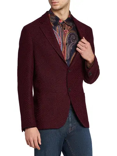 Etro Men's Roma Knitted Sport Coat - Bordeaux | Thumbnail 4 Etro Men's Roma Knitted Sport Coat - Bordeaux | Thumbnail 4