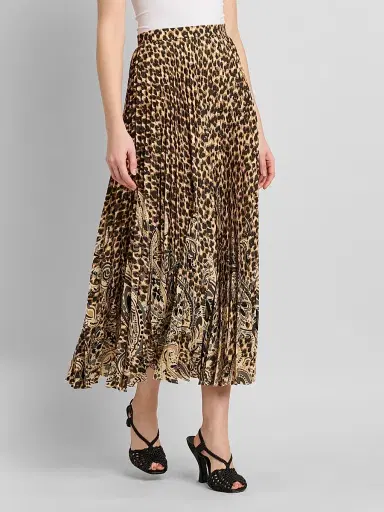 Etro Women's Pleated Leopard-Printed A-Line Midi Skirt | Thumbnail 4 Etro Women's Pleated Leopard-Printed A-Line Midi Skirt | Thumbnail 4