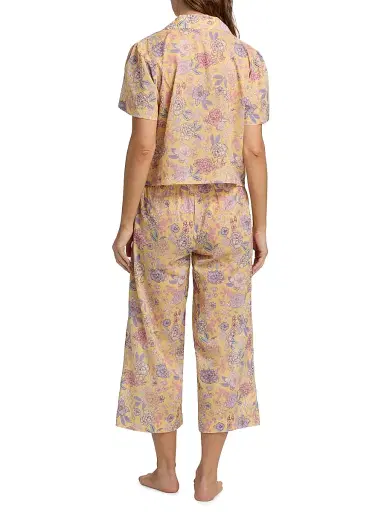 Papinelle Women's Karolina Floral Crop Pajamas - Golden Haze | Thumbnail 5 Papinelle Women's Karolina Floral Crop Pajamas - Golden Haze | Thumbnail 5