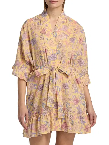 Papinelle Women's Karolina Floral Frill Robe - Golden Haze | Thumbnail 3 Papinelle Women's Karolina Floral Frill Robe - Golden Haze | Thumbnail 3