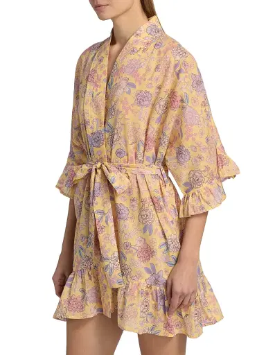 Papinelle Women's Karolina Floral Frill Robe - Golden Haze | Thumbnail 4 Papinelle Women's Karolina Floral Frill Robe - Golden Haze | Thumbnail 4