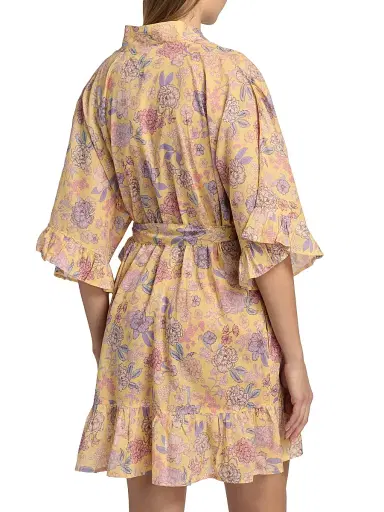 Papinelle Women's Karolina Floral Frill Robe - Golden Haze | Thumbnail 5 Papinelle Women's Karolina Floral Frill Robe - Golden Haze | Thumbnail 5
