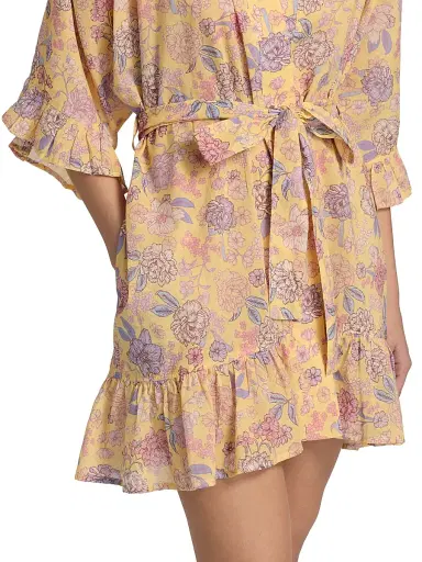 Papinelle Women's Karolina Floral Frill Robe - Golden Haze | Thumbnail 6 Papinelle Women's Karolina Floral Frill Robe - Golden Haze | Thumbnail 6