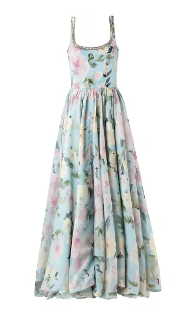 La Fuori Blue Botanica Haze Silk Maxi Dress | Thumbnail 1 La Fuori Blue Botanica Haze Silk Maxi Dress | Thumbnail 1