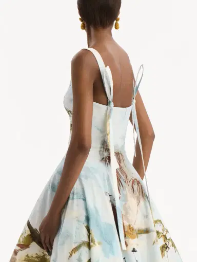 Oscar de la Renta Dominican Landscape Cotton Poplin Sleeveless Dress | Thumbnail 5 Oscar de la Renta Dominican Landscape Cotton Poplin Sleeveless Dress | Thumbnail 5