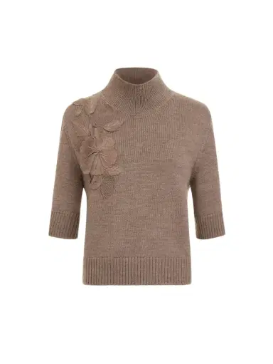 Oscar de la Renta Hibiscus Embroidered Knit Pullover | Thumbnail 1 Oscar de la Renta Hibiscus Embroidered Knit Pullover | Thumbnail 1