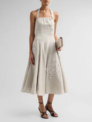 SACHIN BABI Women's Pippa Linen Blend Midi Dress - Ecru | Thumbnail 4 SACHIN BABI Women's Pippa Linen Blend Midi Dress - Ecru | Thumbnail 4