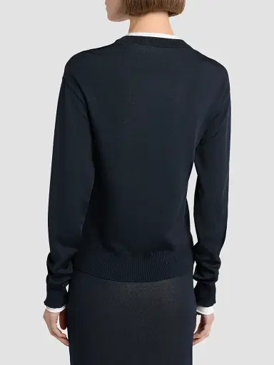 Bottega Veneta Women's Lightweight Silk-Blend Cardigan - Midnight Blue Chalk - Size Large | Thumbnail 3 Bottega Veneta Women's Lightweight Silk-Blend Cardigan - Midnight Blue Chalk - Size Large | Thumbnail 3