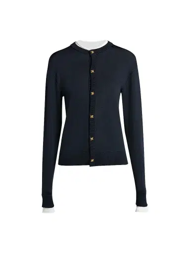 Bottega Veneta Women's Lightweight Silk-Blend Cardigan - Midnight Blue Chalk - Size Large | Thumbnail 1 Bottega Veneta Women's Lightweight Silk-Blend Cardigan - Midnight Blue Chalk - Size Large | Thumbnail 1