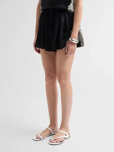 Cinq à Sept Women's Esme Satin Verne Shorts - Black Gardenia | Thumbnail 4 Cinq à Sept Women's Esme Satin Verne Shorts - Black Gardenia | Thumbnail 4
