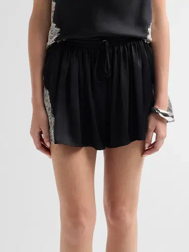 Cinq à Sept Women's Esme Satin Verne Shorts - Black Gardenia | Thumbnail 5 Cinq à Sept Women's Esme Satin Verne Shorts - Black Gardenia | Thumbnail 5