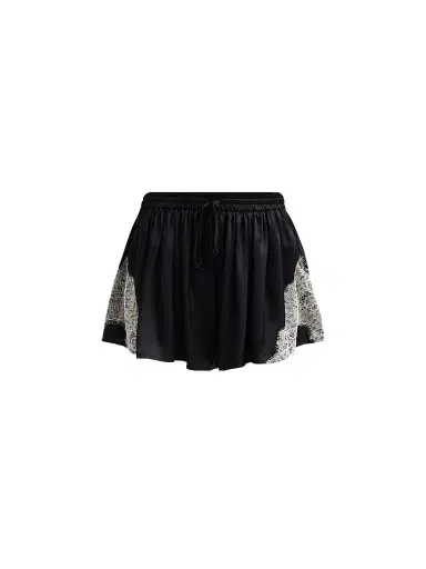Cinq à Sept Women's Esme Satin Verne Shorts - Black Gardenia | Thumbnail 1 Cinq à Sept Women's Esme Satin Verne Shorts - Black Gardenia | Thumbnail 1