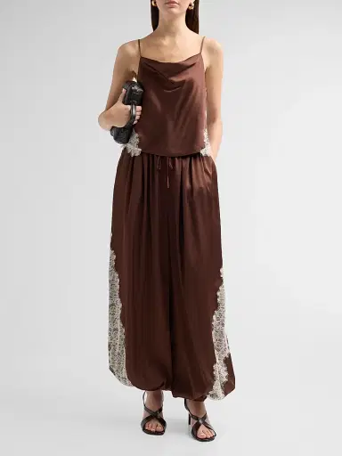 Cinq à Sept Women's Esme Satin Lace Petit Marta Camisole - Espresso Gardenia | Thumbnail 2 Cinq à Sept Women's Esme Satin Lace Petit Marta Camisole - Espresso Gardenia | Thumbnail 2