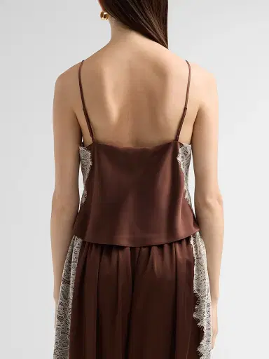 Cinq à Sept Women's Esme Satin Lace Petit Marta Camisole - Espresso Gardenia | Thumbnail 3 Cinq à Sept Women's Esme Satin Lace Petit Marta Camisole - Espresso Gardenia | Thumbnail 3
