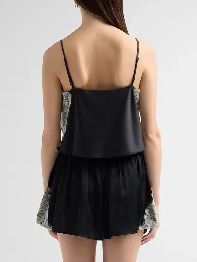 Cinq à Sept Women's Esme Satin Lace Petit Marta Camisole - Black Gardenia | Thumbnail 3 Cinq à Sept Women's Esme Satin Lace Petit Marta Camisole - Black Gardenia | Thumbnail 3