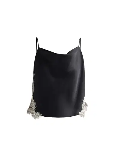 Cinq à Sept Women's Esme Satin Lace Petit Marta Camisole - Black Gardenia | Thumbnail 1 Cinq à Sept Women's Esme Satin Lace Petit Marta Camisole - Black Gardenia | Thumbnail 1