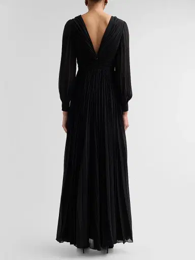 BADGLEY MISCHKA Women's Pleated Chiffon Long-Sleeve Gown | Thumbnail 3 BADGLEY MISCHKA Women's Pleated Chiffon Long-Sleeve Gown | Thumbnail 3
