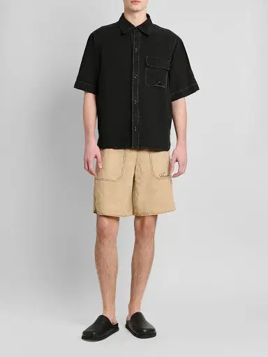 AMIRI Men's Script Logo Linen-Blend Shirt | Thumbnail 2 AMIRI Men's Script Logo Linen-Blend Shirt | Thumbnail 2