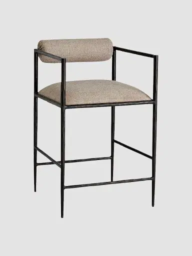Arteriors Barbana Linen-Blend Upholstered Iron Counter Stool | Thumbnail 2 Arteriors Barbana Linen-Blend Upholstered Iron Counter Stool | Thumbnail 2